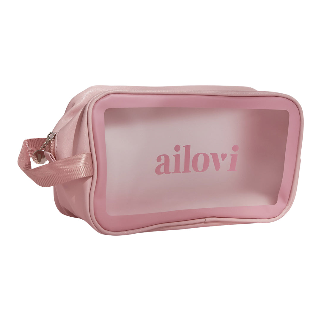 Cosmetiquera Ailovi bolsa cuadrada color salmón PYT | Resaltamos Tu Belleza a través De Tu Cabello